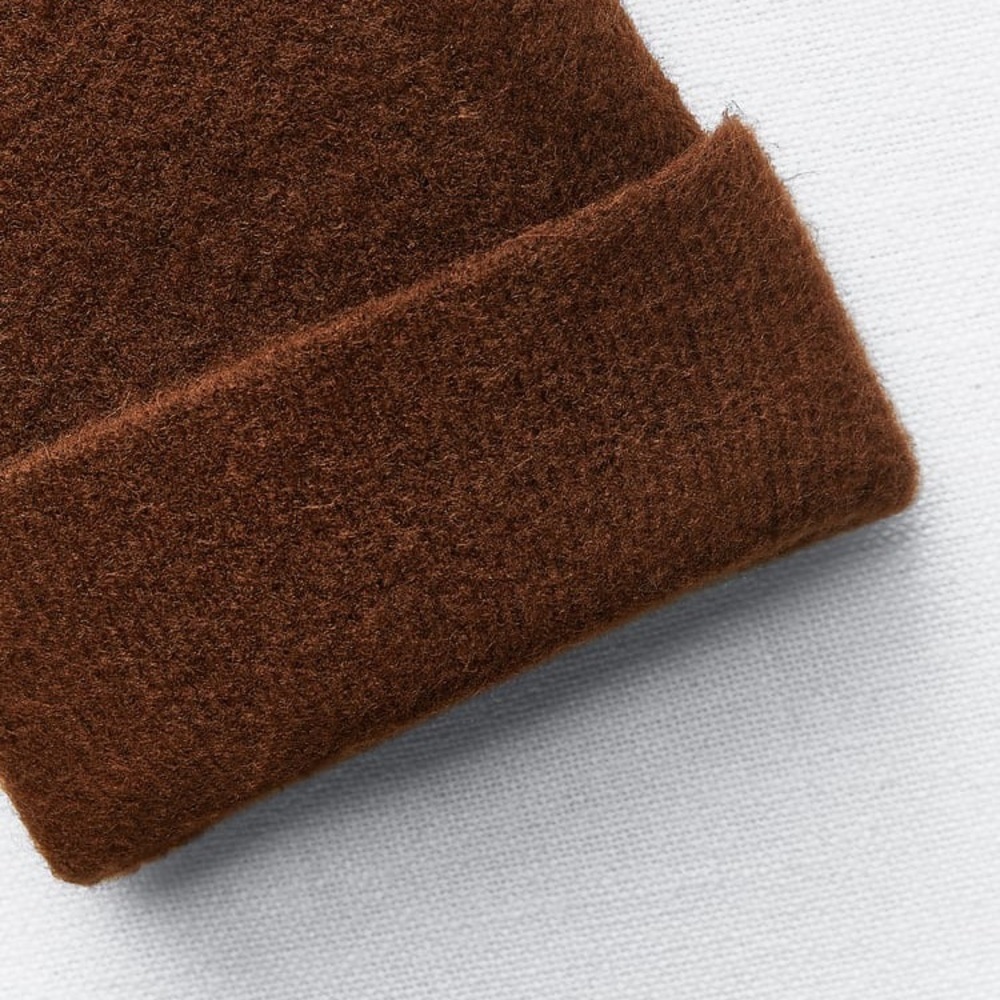 NWT. Zara Brown Wool Blend Turned Up Cuff Knit Coat. Size M. - Picture 7 of 10